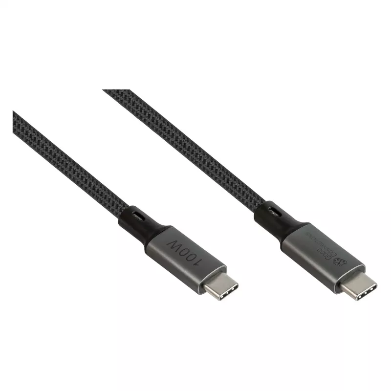 GoodConnections USB-C 4.0 (ST-ST) 1m Braided Cable 100W 8K 30Hz Anthracite