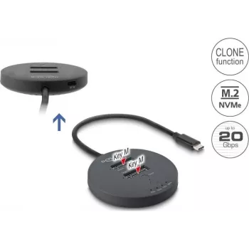 Delock USB 20 Gbps M.2 Docking Station dla 2 x M.2 NVMe PCIe SSD z funkcją klonowania
