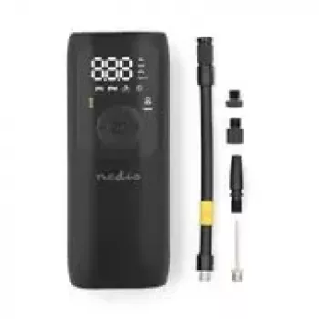 Nedis PAAC10BK Bezprzewodowa Sprężarka Powietrza, 20V Li-ion, Maks. 10,3 Bar, Cyfrowy LCD