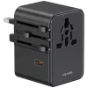 USAMS Travel Adapter CC310 70W 3xUSB-C US/AU/EU/UK Czarny