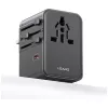 USAMS Travel Adapter CC310 70W 3xUSB-C US/AU/EU/UK Czarny