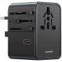 USAMS Travel Adapter CC310 70W 3xUSB-C US/AU/EU/UK Czarny