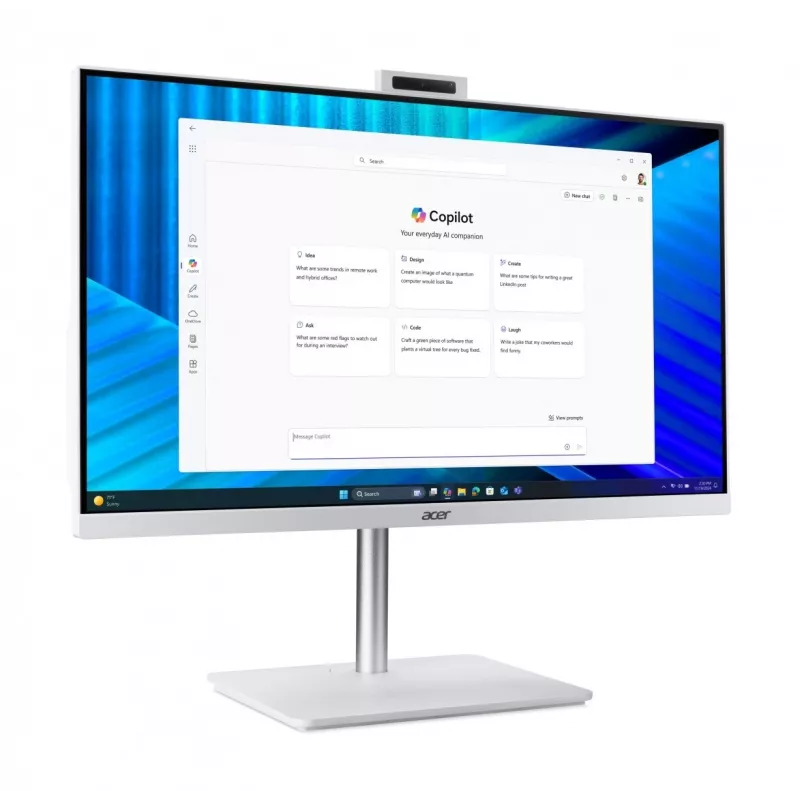Acer Veriton 2000 VZ2417G All-in-One PC, 27 cali IPS FHD, Intel Core 5 120U, 16GB DDR5, 512GB M.2 SSD, Windows 11 Pro, Biały