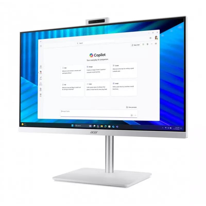 Acer Veriton 2000 VZ2417G All-in-One PC, 27 cali IPS FHD, Intel Core 5 120U, 16GB DDR5, 512GB M.2 SSD, Windows 11 Pro, Biały