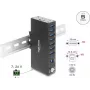 Delock Industrial Hub 7 x USB 5 Gbps Type-A z ochroną ESD 8 kV i montażem na szynę DIN
