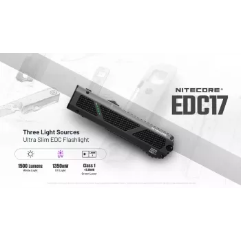 Nitecore EDC17 Flashlight 1500 Lumens USB-C Rechargeable with Class 1 Laser Pointer