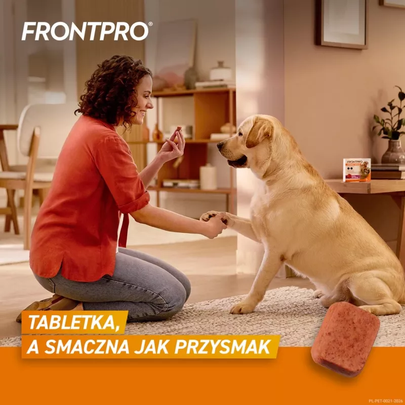 FRONTPRO Tabletki przeciwpchełne i przeciwkleszczowe dla psów (25-50 kg) - 3x 136 mg Afoksolaner Tabletki do żucia