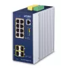 PLANET Industrial 8-Port GE PoE+ 2x 1G SFP + 2x 2.5G SFP Managed L2+ Gigabit Ethernet Switch, Aluminium, Blue