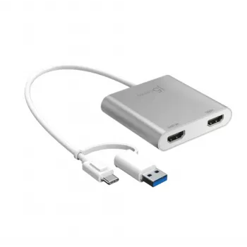 j5create JCA365-N USB-C na podwójny HDMI adapter do wielu monitorów - 3.2 Gen 1 - USB-A i USB-C - 4K 60Hz