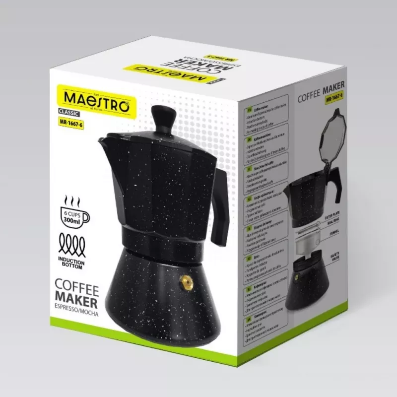 Ekspres do kawy Moka Pot Maestro Granite MR-1667-3 150ml 3 filiżanki Szary