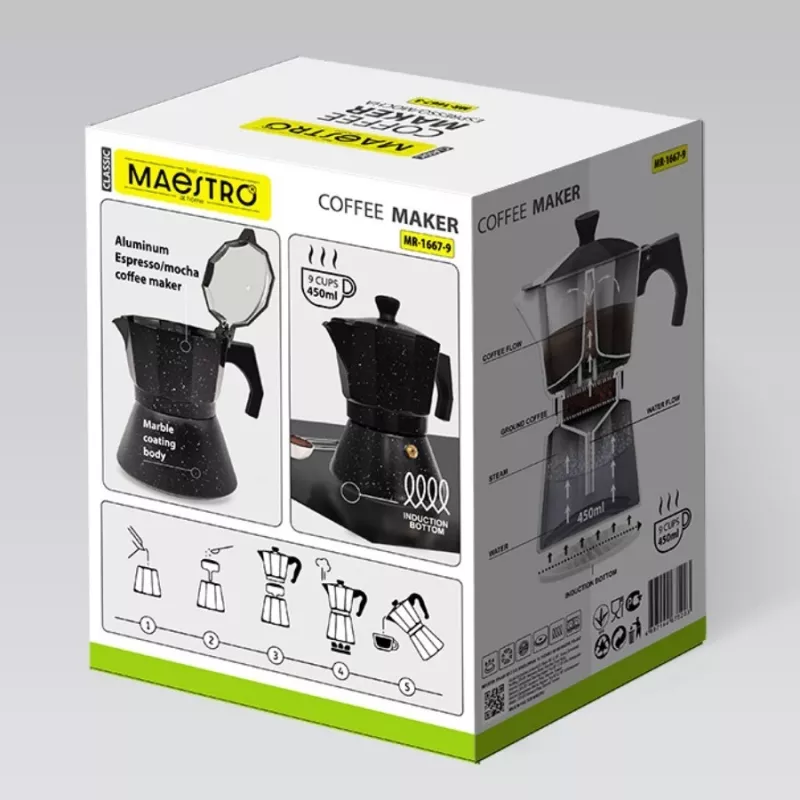 Ekspres do kawy kuchenkowy Maestro Granite MR-1667-9 450ml 9 filiżanek