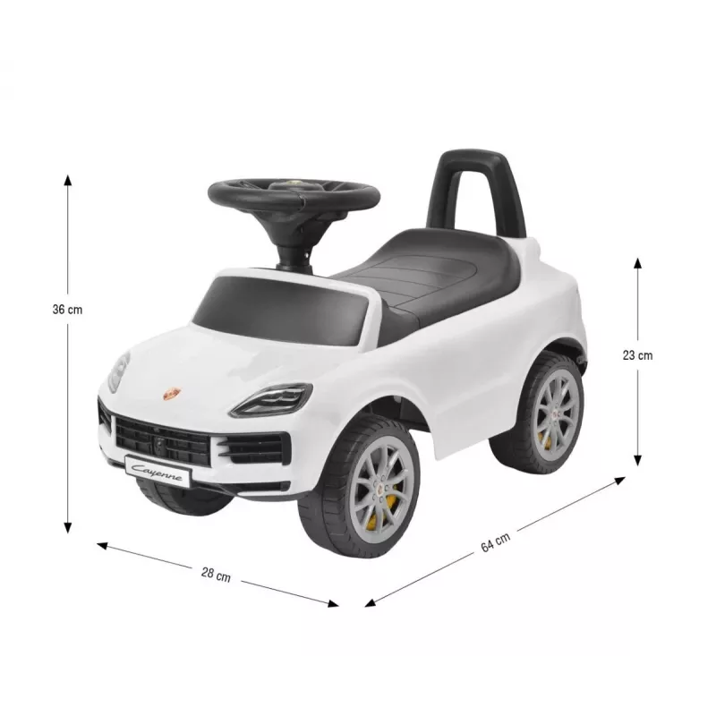MILLY MALLY Pojazd dla dzieci Porsche Cayenne S Biały - Elektryczny samochodzik z akumulatorem 12V, pilotem, światłami LED