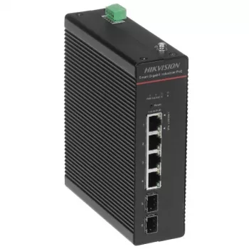 Hikvision DS-3T1506HP-SI-4P2F(O-STD)/NO POWER UNIT - Niezarządzalny przełącznik Gigabit PoE++ - 4 porty PoE+ + 2 uplinki SFP - budżet 60W