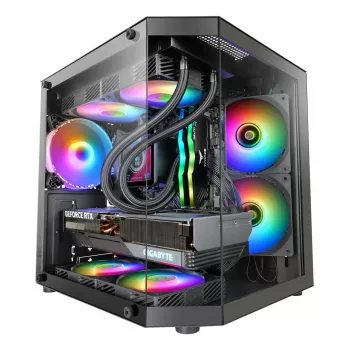 TACENS Mars Gaming MC-3TLITE Mini Tower Czarny Szklany Panel FRGB Obudowa