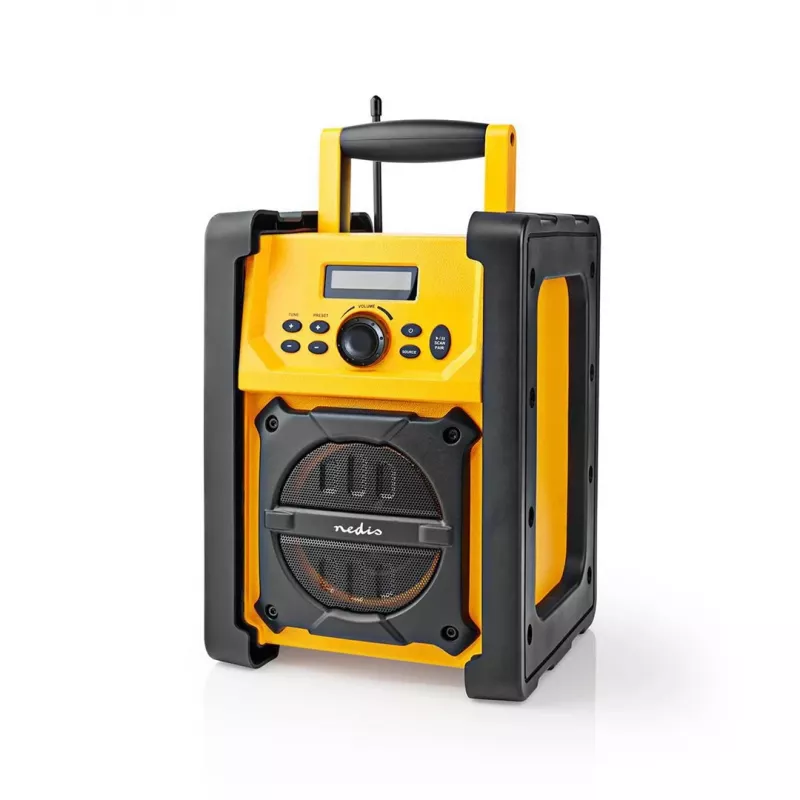 Nedis FM Radio RDFM3100YW - Przenośne radio FM z Bluetooth i AUX, IPX5, żółty
