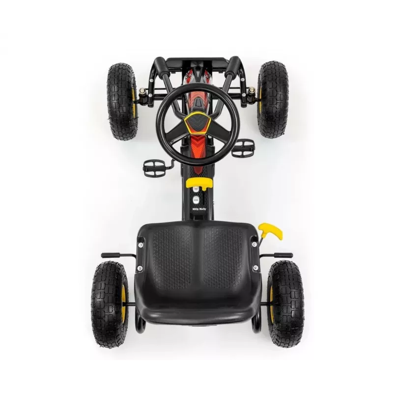 MILLY MALLY Pedal Go-Kart Thor Black, Stalowa Rama, Koła z Pianki EVA, Hamulec Ręczny, Jazda Do Przodu/Tyłu, dla Dzieci 3-8 Lat, Maks. Obciążenie 30 kg