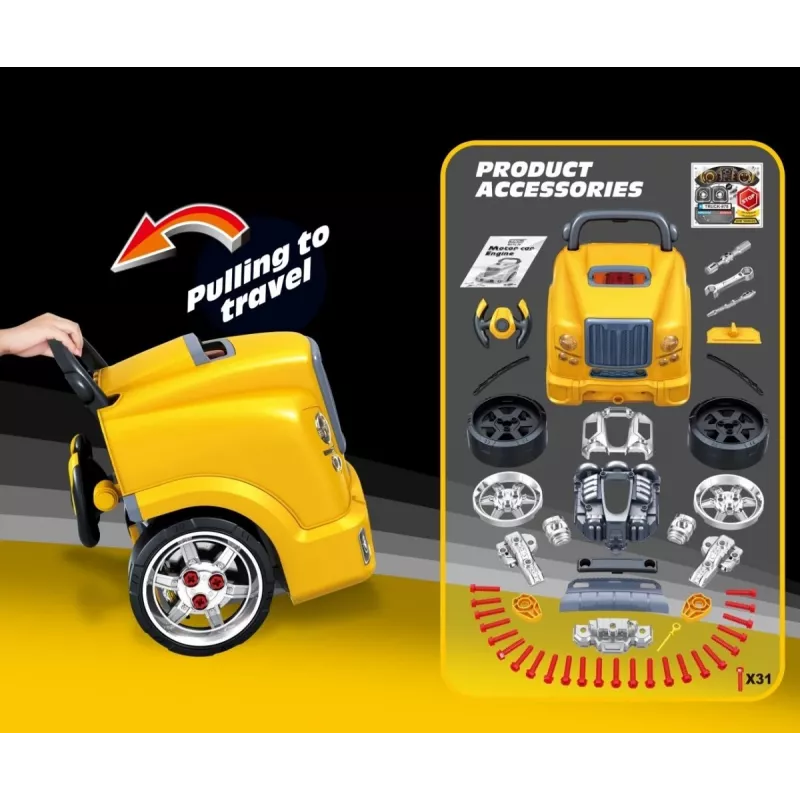 MILLY MALLY Zestaw Warsztatu Mechanika z Rozłożonym Silnikiem N-Gine Żółty