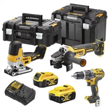 DEWALT DCK329P2T-QW 18V XR Akumulatorowy Zestaw Kombinowany: Wiertarko-wkrętarka udarowa 2-biegowa i Szlifierka kątowa z 2x bateriami 5.0Ah, ładowarką i walizką T-STAK II