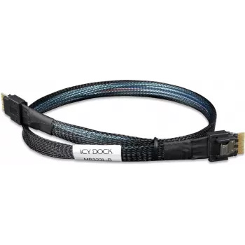 ICY DOCK MB323L-B SlimSAS 4i 38-pin SFF-8654 do SlimSAS 4i 38-pin SFF-8654 Kabel, PCIe 4.0, 0.5m