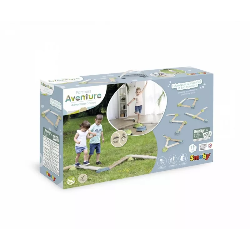 Smoby Life Balance Beam Set dla dzieci - 10-elementowy modułowy tor równoważny z kamieniami do stawiania kroków, do użytku wewnątrz i na zewnątrz, wiek 2+
