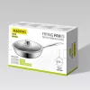 Patelnia Maestro z pokrywką 24 cm MR-1216-24, kute aluminium, nieprzywierająca powłoka marmurowa, kompatybilna z indukcją, czarno-szara