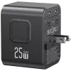 USAMS Travel Adapter 25W 4in1 US/AU/EU/UK Black CC309