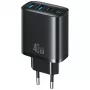 USAMS T70 40W 2xUSB-A 2xUSB-C Czarna Ładowarka Sieciowa