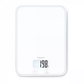 Beurer KS 19 Pure White Cyfrowa Waga Kuchenna z Przyciskami Dotykowymi, Udźwig 5 kg, Działka 1 g, Funkcja Tary, Wyświetlacz LCD