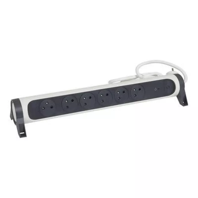 Legrand Przedłużacz z Ochroną Przepięciową 6x Gniazda Typu F 1,5m Biały/Czarny