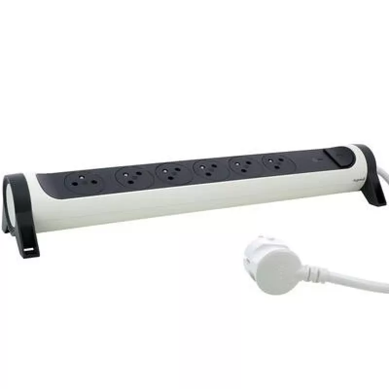 Legrand Przedłużacz z Ochroną Przepięciową 6x Gniazda Typu F 1,5m Biały/Czarny