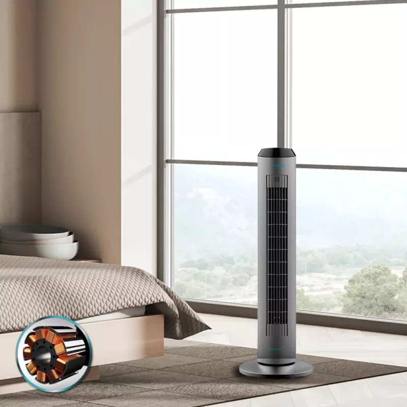 Cecotec EnergySilence 8190 Skyline Ionic Tower Fan, Stand Fan, 60 W, 29 cm, 3 Speeds, Oscillation, Timer, Remote Control, Grey