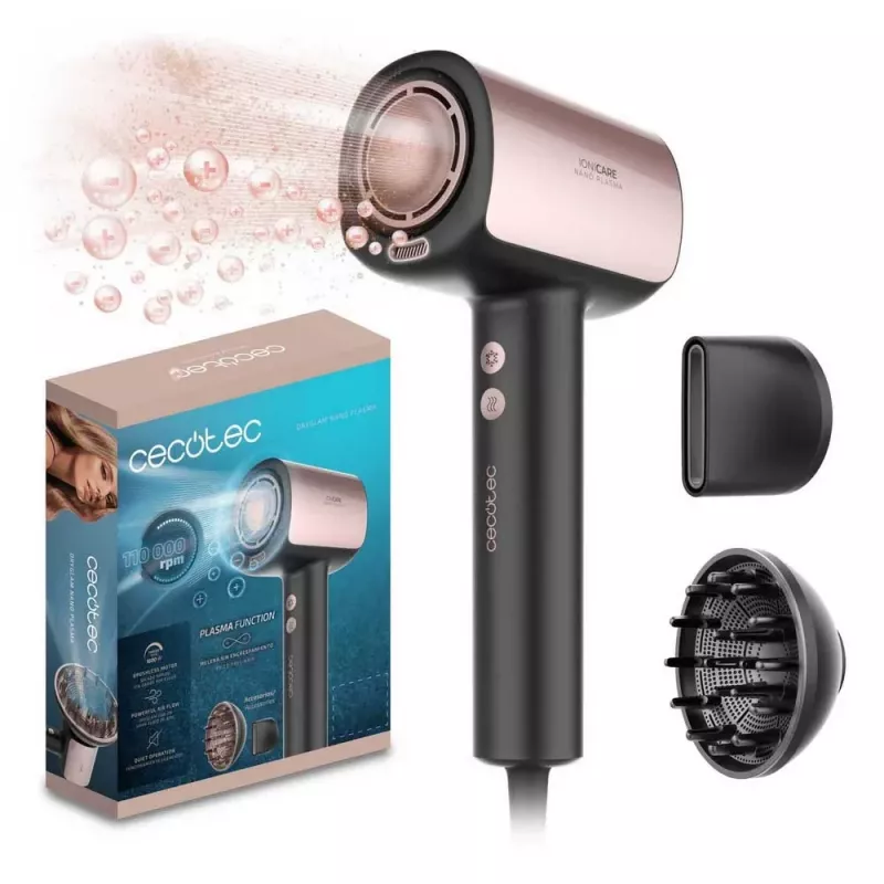 Cecotec DryGlam Nano Plasma Suszarka do włosów 1600 W Czarny/Różowe Złoto