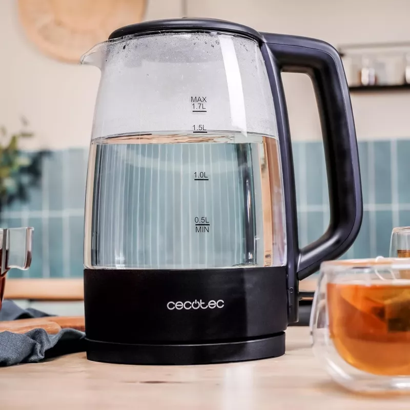Cecotec ThermoSense 320 Clear Czajnik Elektryczny 2200 W 1.7 L Szkło Czarny/Przezroczysty