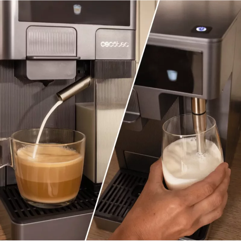 Ekspres do kawy Cecotec FreeStyle Latte T - ciśnienie pompy 20 bar, wbudowany spieniacz do mleka, 1350 W, szary
