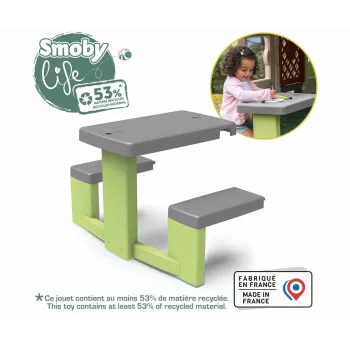 SMOBY Life Children's Picnic Table Green/Grey