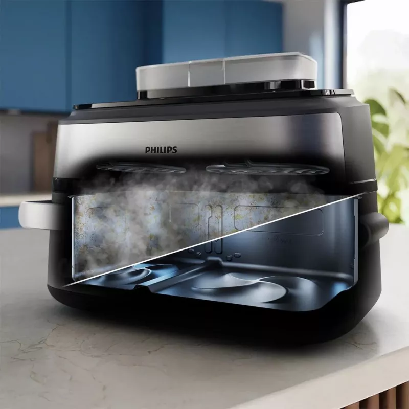 Philips 5000 Series NA565/02 Dual Basket Air Fryer 9.5 L 2750 W Czarny, Srebrny, Stal nierdzewna
