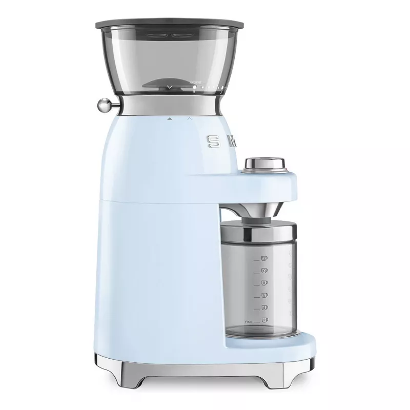 Młynek do kawy Smeg CGF03PBEU, 15 stopni mielenia, pojemność 240g, 150W, pastelowy niebieski