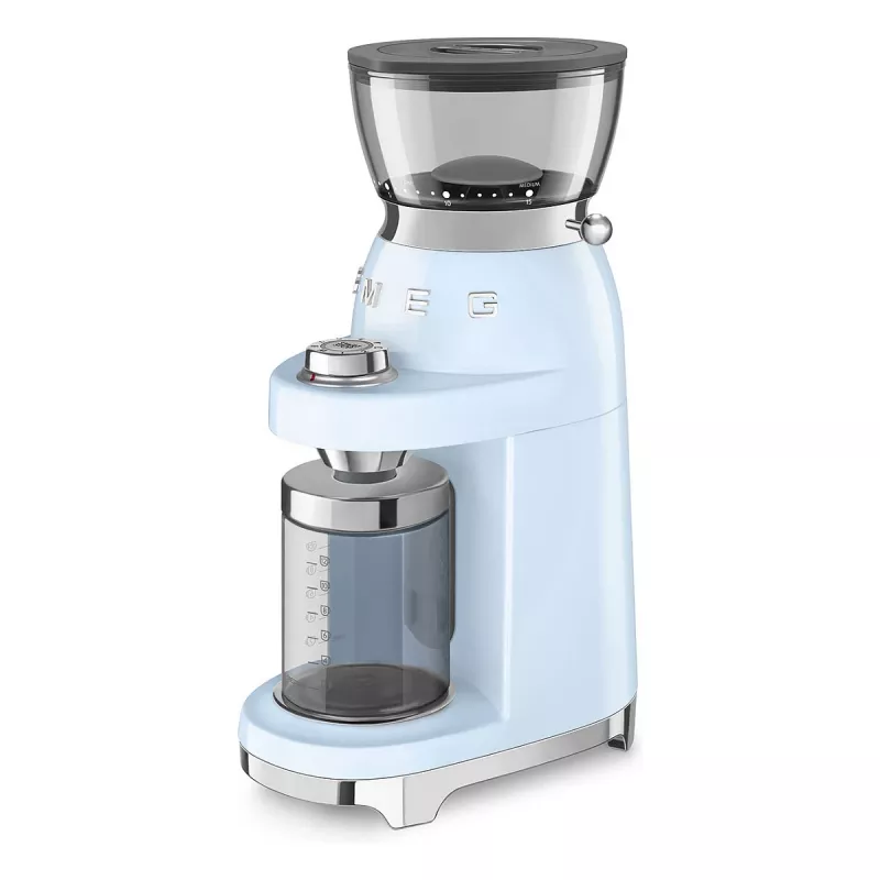 Młynek do kawy Smeg CGF03PBEU, 15 stopni mielenia, pojemność 240g, 150W, pastelowy niebieski