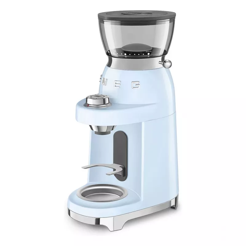 Młynek do kawy Smeg CGF03PBEU, 15 stopni mielenia, pojemność 240g, 150W, pastelowy niebieski