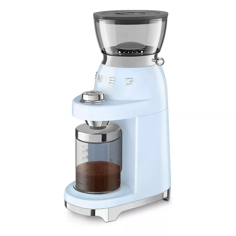 Młynek do kawy Smeg CGF03PBEU, 15 stopni mielenia, pojemność 240g, 150W, pastelowy niebieski
