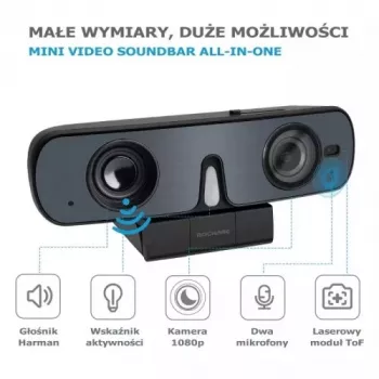 Kamera ROCWARE RC08P, czarna, USB, 1080i/720p, wbudowany mikrofon