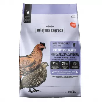 WIEJSKA ZAGRODA Sterilised Chicken with Quail Sucha Karma dla Kotów 3kg