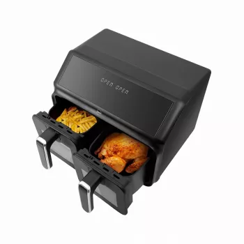 ELDOM FR210 DualCrisp Podwójna Frytkownica Beztłuszczowa, 2200 W, Pojemność 8 L, Wyświetlacz LED, Czarny