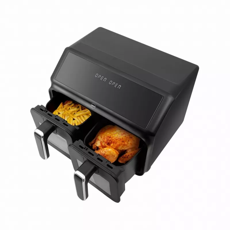 ELDOM FR210 DualCrisp Podwójna Frytkownica Beztłuszczowa, 2200 W, Pojemność 8 L, Wyświetlacz LED, Czarny