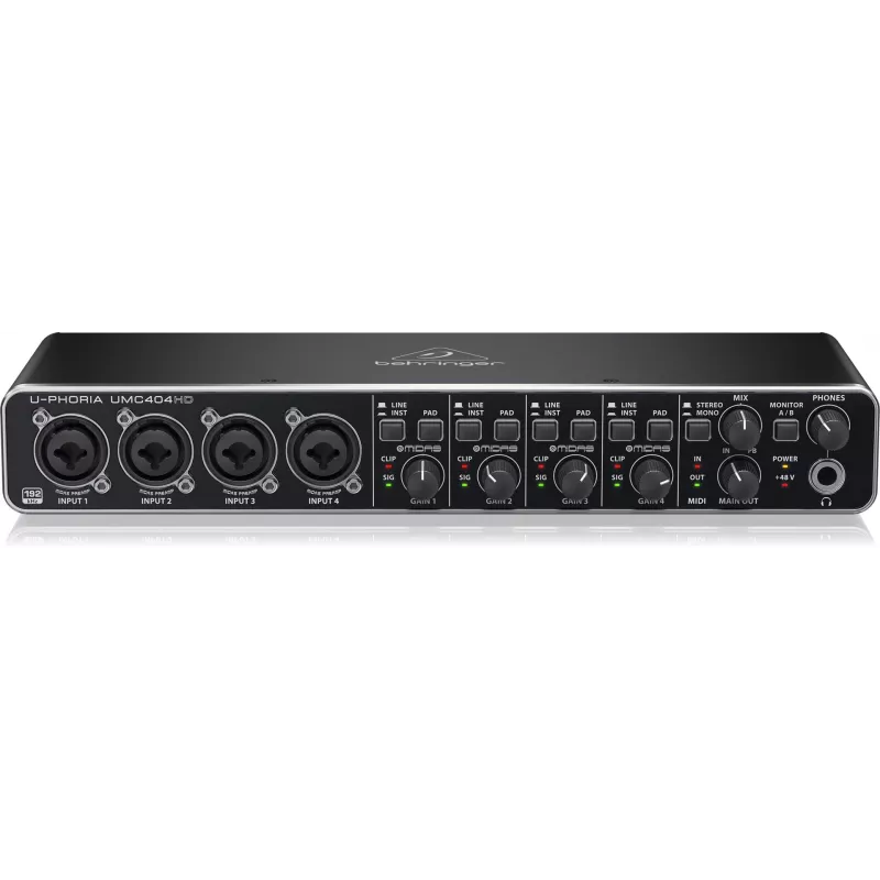 Behringer UMC404HD USB Audio Interface 4x4 24-bit/192 kHz z przedwzmacniaczami MIDAS