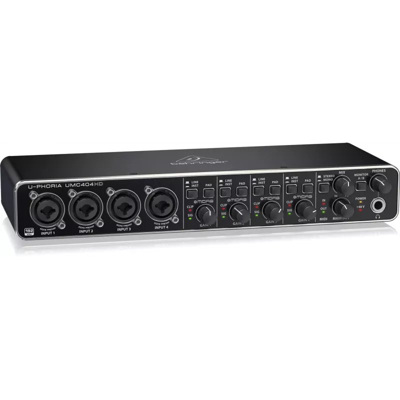 Behringer UMC404HD USB Audio Interface 4x4 24-bit/192 kHz z przedwzmacniaczami MIDAS