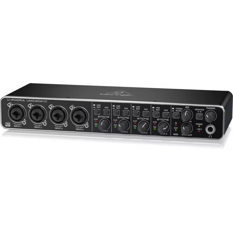 Behringer UMC404HD USB Audio Interface 4x4 24-bit/192 kHz z przedwzmacniaczami MIDAS
