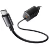 USAMS JC Series CC266 65W GaN Fast Charger z wbudowanym kablem USB-C, czarny