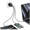 USAMS JC Series CC266 65W GaN Fast Charger z wbudowanym kablem USB-C, czarny