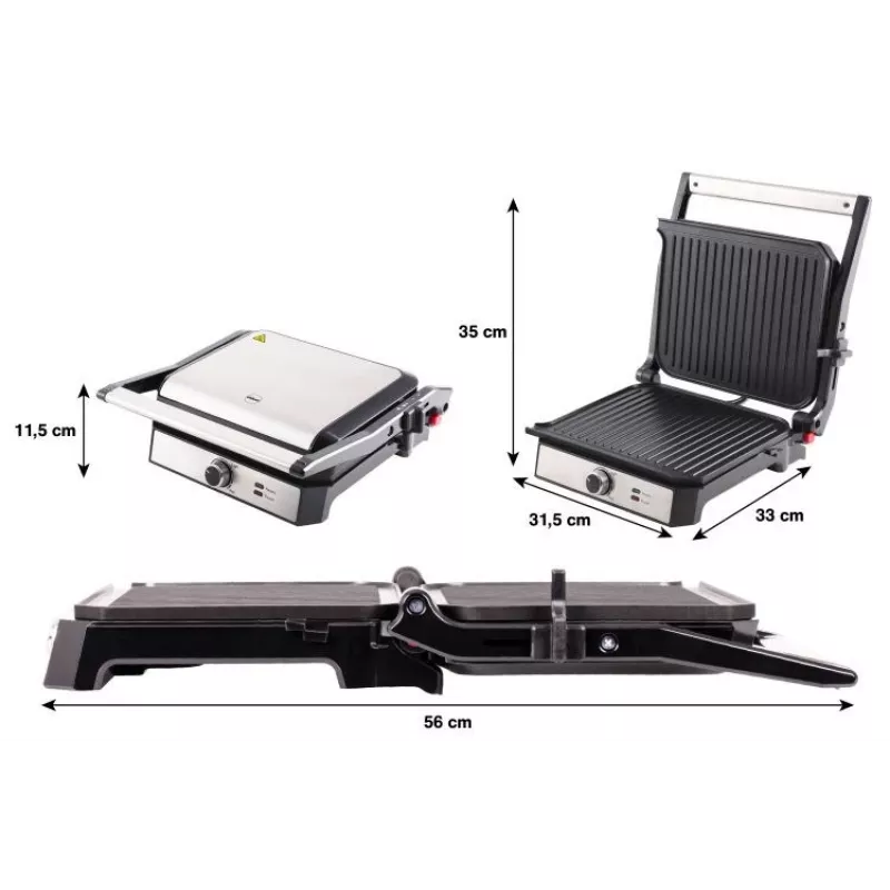 ELDOM GK200 GRILO Grill kontaktowy 2000W Regulowany termostat Płyty nieprzywierające Czarny/Srebrny